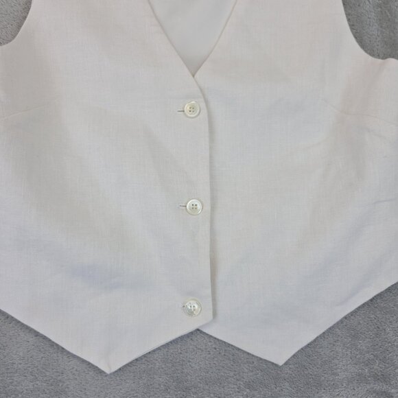 Almina Concept Linen Vest Womens S Ivory White Lined Tailored Button Front Top - Picture 3 of 10